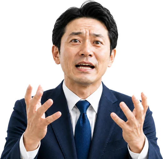 一所懸命に話しているビジネスパーソン